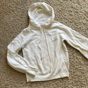 Soft balloon sleeve hooded sweater